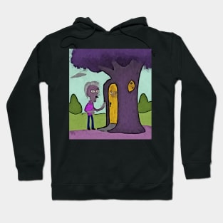 Watercolor old man with a tree house Hoodie